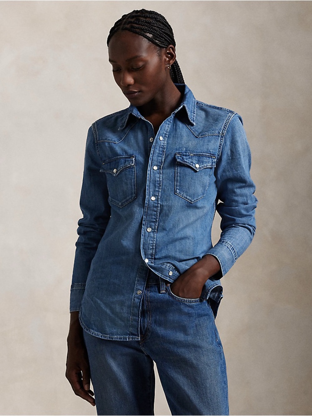 Ralph Lauren distressed western denim shirt